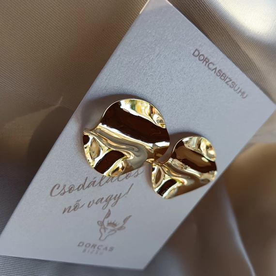 Nemesacél ívelt kör arany fülbevaló