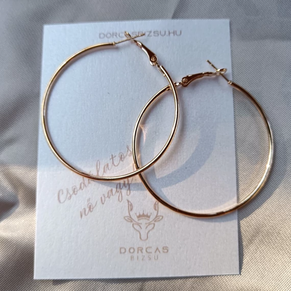 Arany sima nagy karika fülbevaló