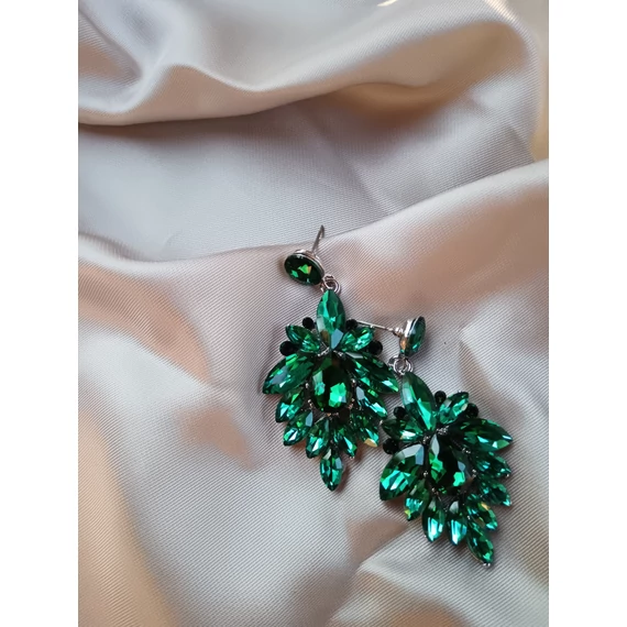 Smaragdzöld lógós extra virágos fülbevaló
