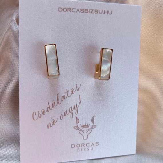 Nemesacél fehér márvány minimál fülbevaló