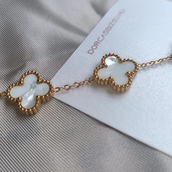 Arany-fehér lóhere karkötő