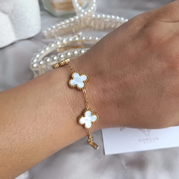 Arany-fehér lóhere karkötő