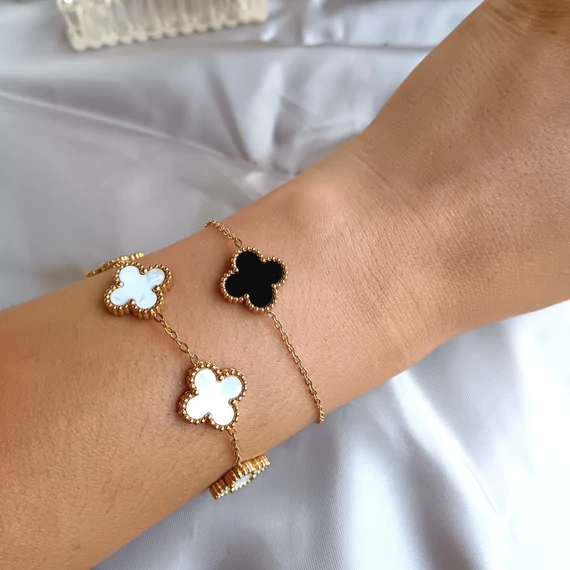 Arany-fehér lóhere karkötő