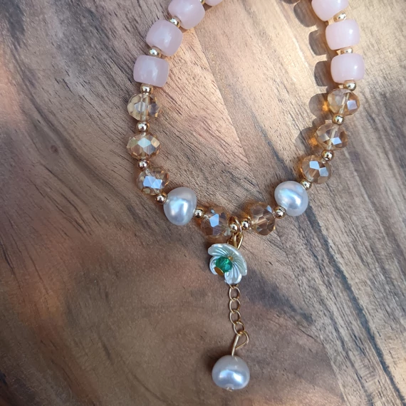 Pink üveggyöngy karkötő