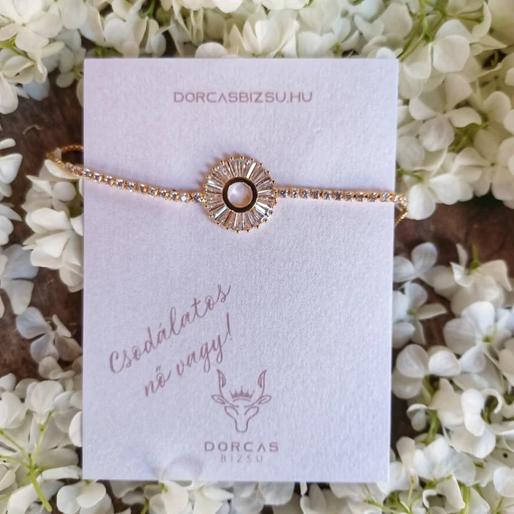 18 KARÁTOS ARANY BEVONATÚ KARKÖTŐ ÜVEGKRISTÁLLYAL