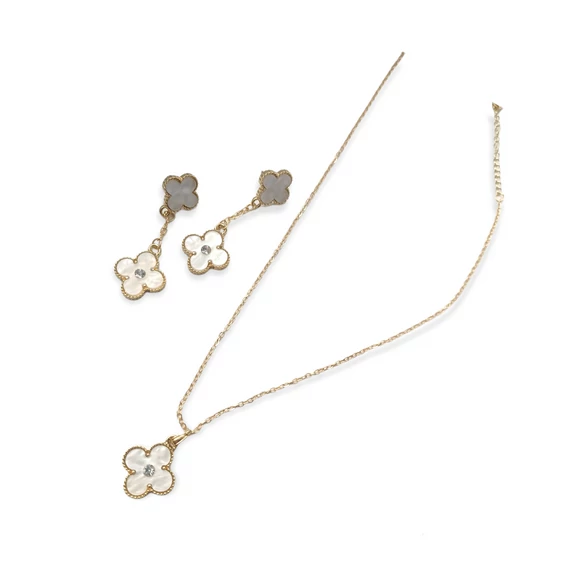 FEHÉR MÁRVÁNY NYAKLÁNC+ FÜLBEVALÓ SZETT- 18K ARANY BEVONAT