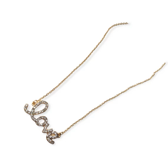 LOVE ARANY SZÍNŰ NYAKLÁNC KÖVEKKEL- 18 K ARANY BEVONAT