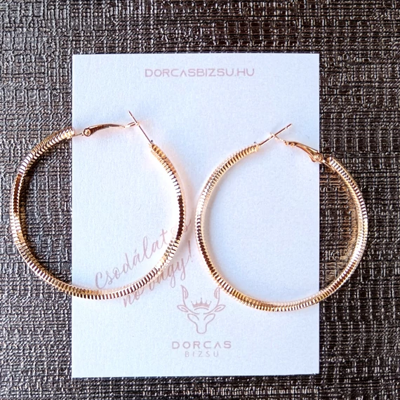 Aranyozott Karika fülbevaló-bordázott minta