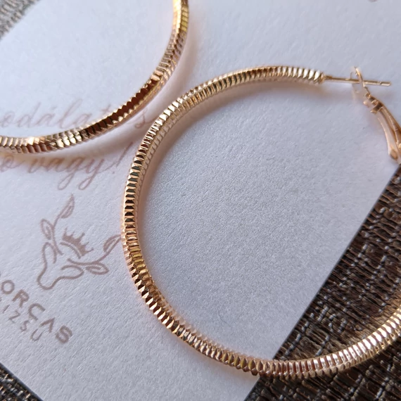 Aranyozott Karika fülbevaló-bordázott minta