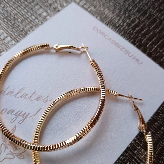 Aranyozott Karika fülbevaló-bordázott minta