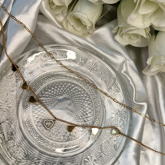 NEMESACÉL NYAKLÁNC - dupla soros, szives medállal