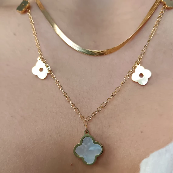 NEMESACÉL NYAKLÁNC - dupla soros,  kereszt medállal