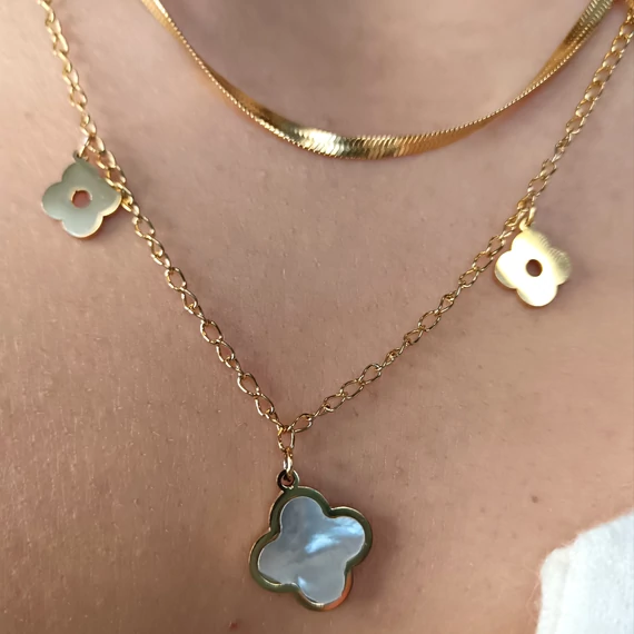 NEMESACÉL NYAKLÁNC - dupla soros,  kereszt medállal