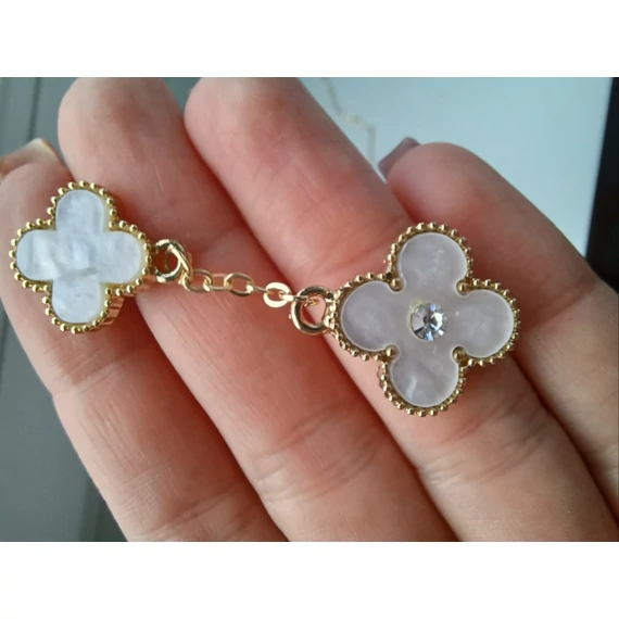 FEHÉR MÁRVÁNY NYAKLÁNC+ FÜLBEVALÓ SZETT- 18K ARANY BEVONAT