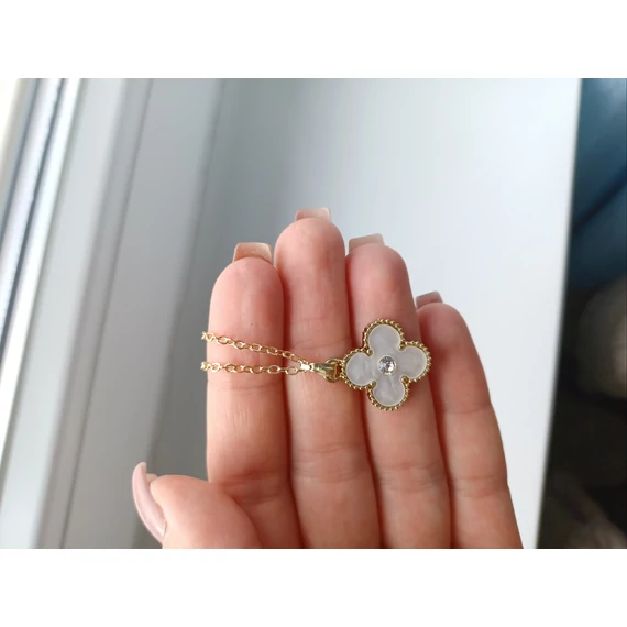 FEHÉR MÁRVÁNY NYAKLÁNC+ FÜLBEVALÓ SZETT- 18K ARANY BEVONAT