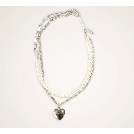 KÉT RÉSZES SZIVES NYAKLÁNC TEKLÁVAL