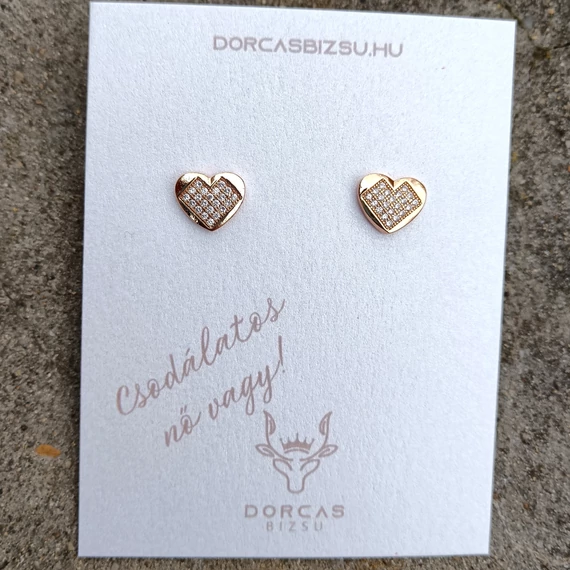 NEMESACÉL FÜLBEVALÓ SZÍV ALAKÚ-KÖVEKKEL