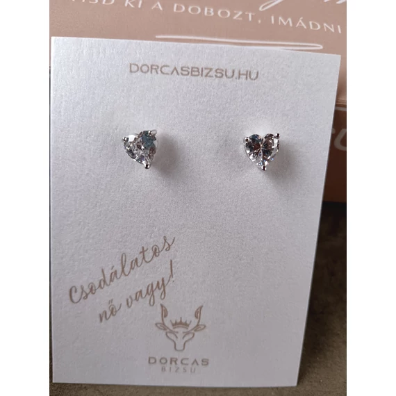 NEMESACÉL FÜLBEVALÓ SZÍV KÖVES-SILVER