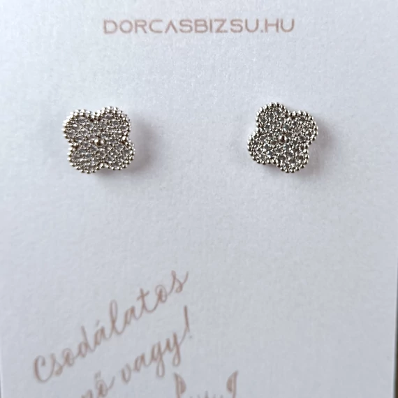 NEMESACÉL FÜLBEVALÓ KERESZT_ KÖVES SILVER