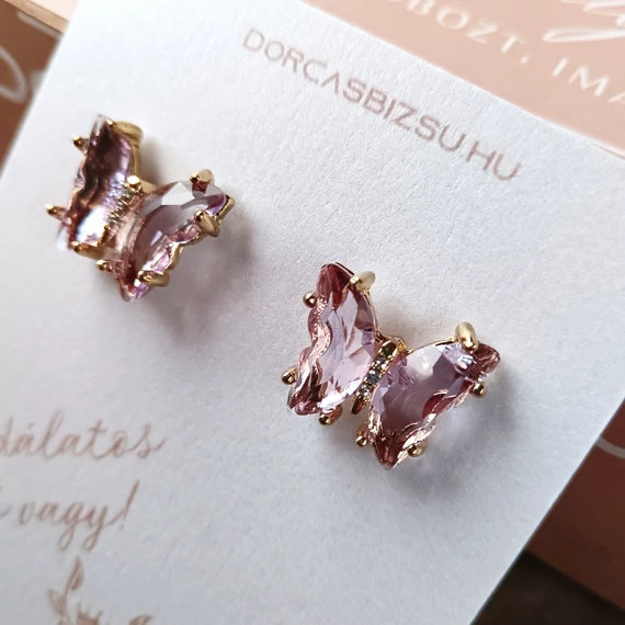 LILA PILLANGÓ- köves fülbevaló