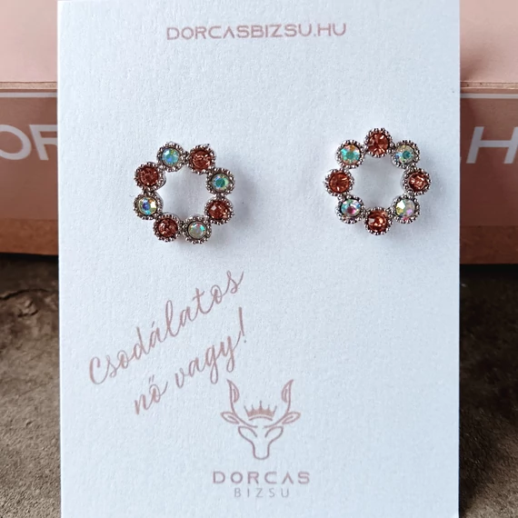 Barna virágos fülbevaló