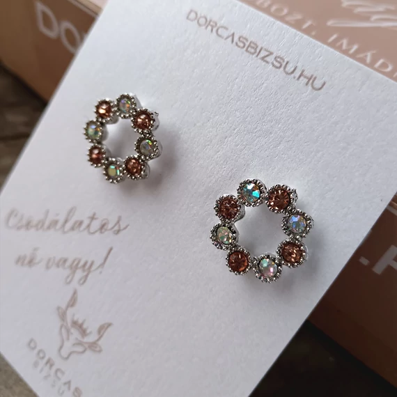 Barna virágos fülbevaló