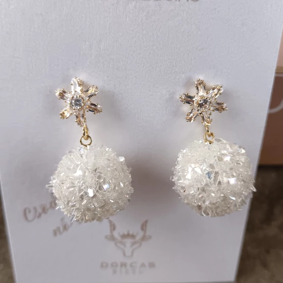 Kristály hógömb fülbevaló