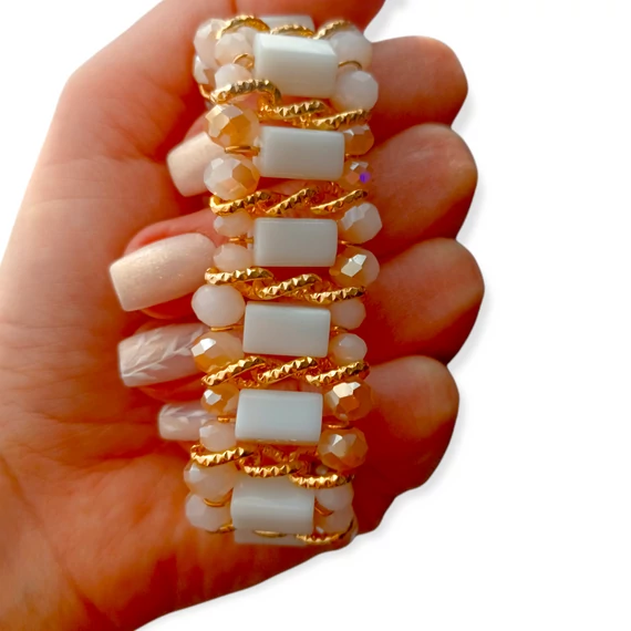 BARACK SZÍNŰ ARANY ÉS FEHÉR MINTÁS KARKÖTŐ